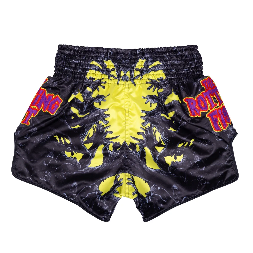 Fairtex Muay Thai Shorts BS Halloween04 - Rotting Fist, Black/Yellow