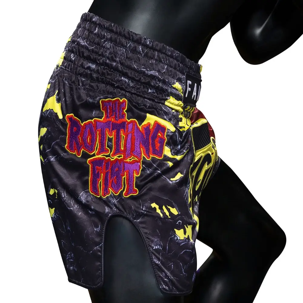 Fairtex Muay Thai Shorts BS Halloween04 - Rotting Fist, Black/Yellow